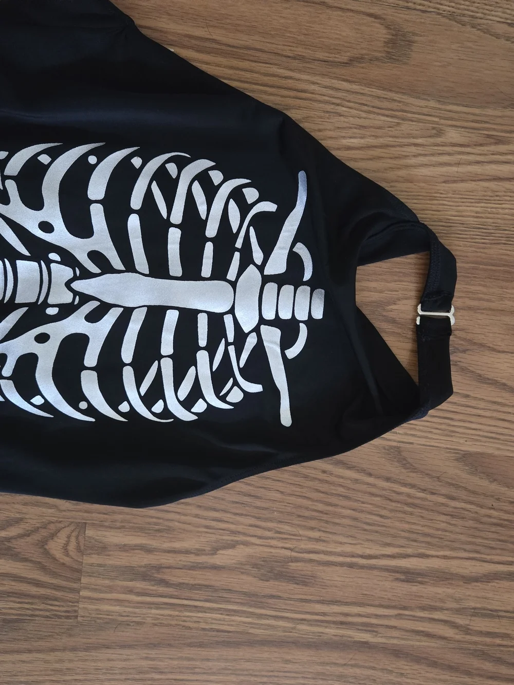 Dolls Kill Black Skeleton Print Leggings with White Bone Design